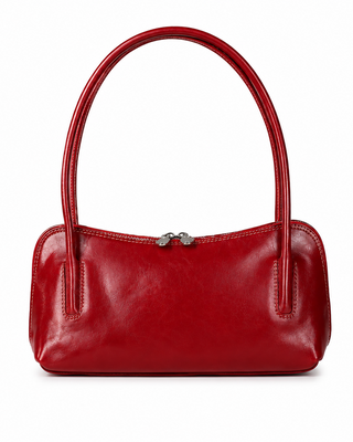 Red handbag on a white background