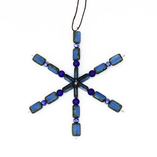 Royal Blue Handmade Beaded Snowflake Ornament