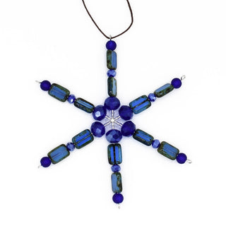 Royal Blue Handmade Beaded Snowflake Ornament