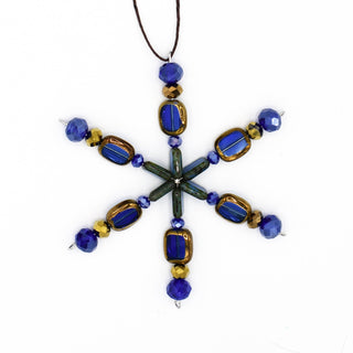 Royal Blue Handmade Beaded Snowflake Ornament