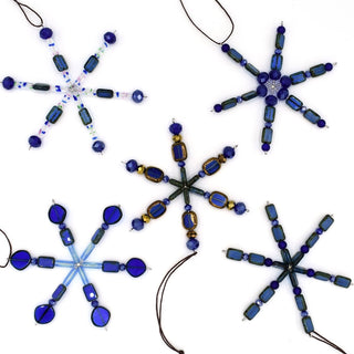 Royal Blue Handmade Beaded Snowflake Ornament