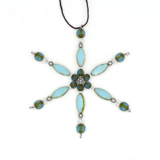 Ocean Blues Mix Handmade Beaded Snowflake Ornament