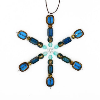 Ocean Blues Mix Handmade Beaded Snowflake Ornament