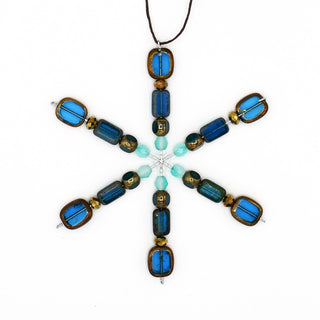 Ocean Blues Mix Handmade Beaded Snowflake Ornament