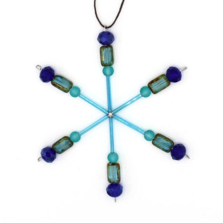 Ocean Blues Mix Handmade Beaded Snowflake Ornament