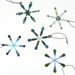 Ocean Blues Mix Handmade Beaded Snowflake Ornament