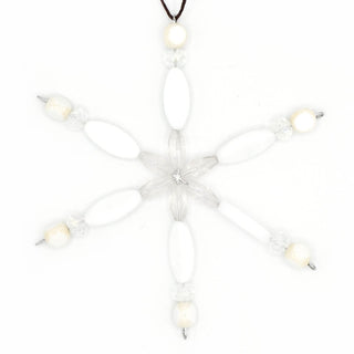 White Handmade Beaded Snowflake Ornament