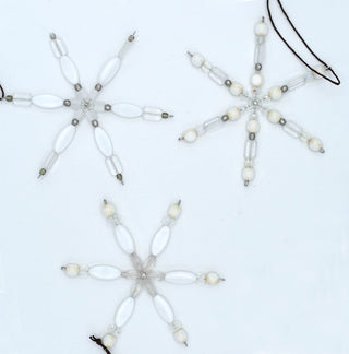 White Handmade Beaded Snowflake Ornament