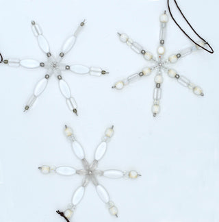 White Handmade Beaded Snowflake Ornament