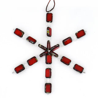 Red Handmade Beaded Snowflake Ornament