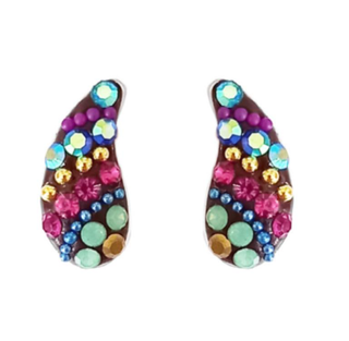 Carnival Mosaic Crystal Curved Teardrop Stud Earrings