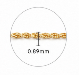 14k Gold Classic Rope Chain Necklace, 16"