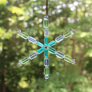 Seaglass Handmade Beaded Snowflake Ornament