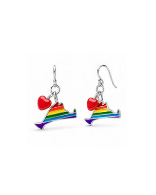 Rainbow Heart Martha's Vineyard Drop Earrings