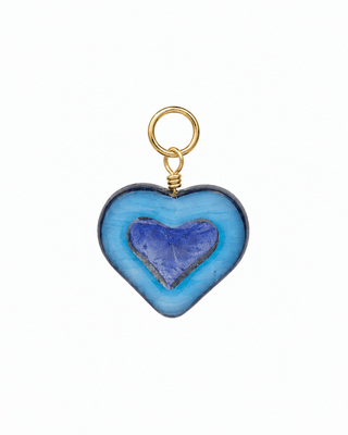 Sky Blue Glass Heart Charm