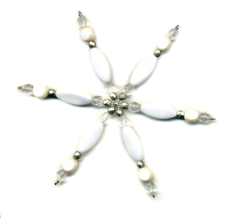 White Handmade Beaded Snowflake Ornament