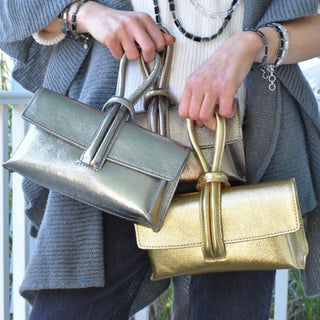 Orange Modern Leather Clutch & Crossbody Bag