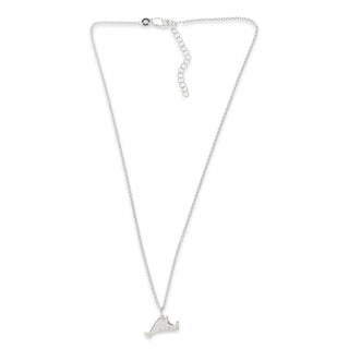 Sterling Silver MV Pendant Necklace Chain on White Background