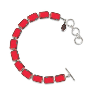 Red Beaded Bracelet, Glass Beaded Bracelet