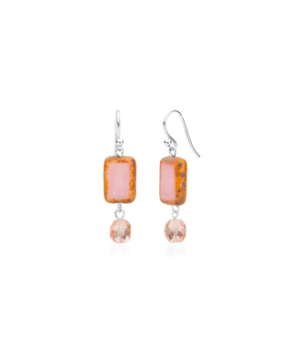 Bubble Gum Pink Glass Beaded Crystal Dangle Earrings