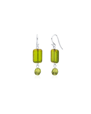 SPRING Green Glass Crystal Sterling Silver Earrings