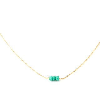 tiny 3 beaded gold fill turquoise necklace