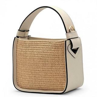 Structured Raffia and Italian Leather Top Handle Bag