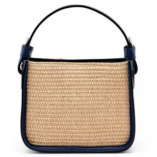 Structured Raffia and Italian Leather Top Handle Bag