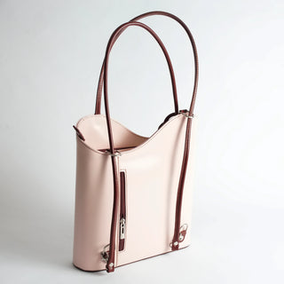 Light Pink Leather Convertible Backpack & Tote Bag, Italian Leather Ha – Stefanie Wolf Designs