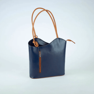 Periwinkle Leather Convertible Backpack & Tote Bag, Italian Leather Handbag