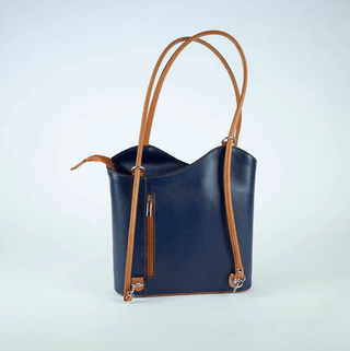 Periwinkle Leather Convertible Backpack & Tote Bag, Italian Leather Handbag