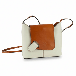 White square bag with brown flap