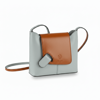 Structured Italian Leather Crossbody Bag, Cascino