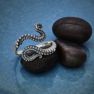 Adjustable Octopus Ring, Sterling Silver