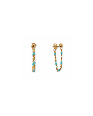 Dotted Enamel Chain “Swag Stud” Earrings