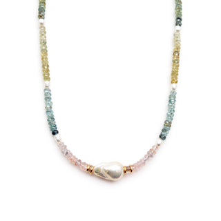 Pastel Multi Aquamarine & Pearl Necklace