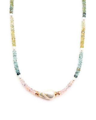 Pastel Multi Aquamarine & Pearl Necklace