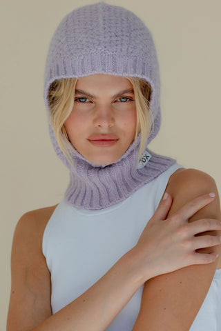 Alpaca Balaclava Fitted Hood in Lilac