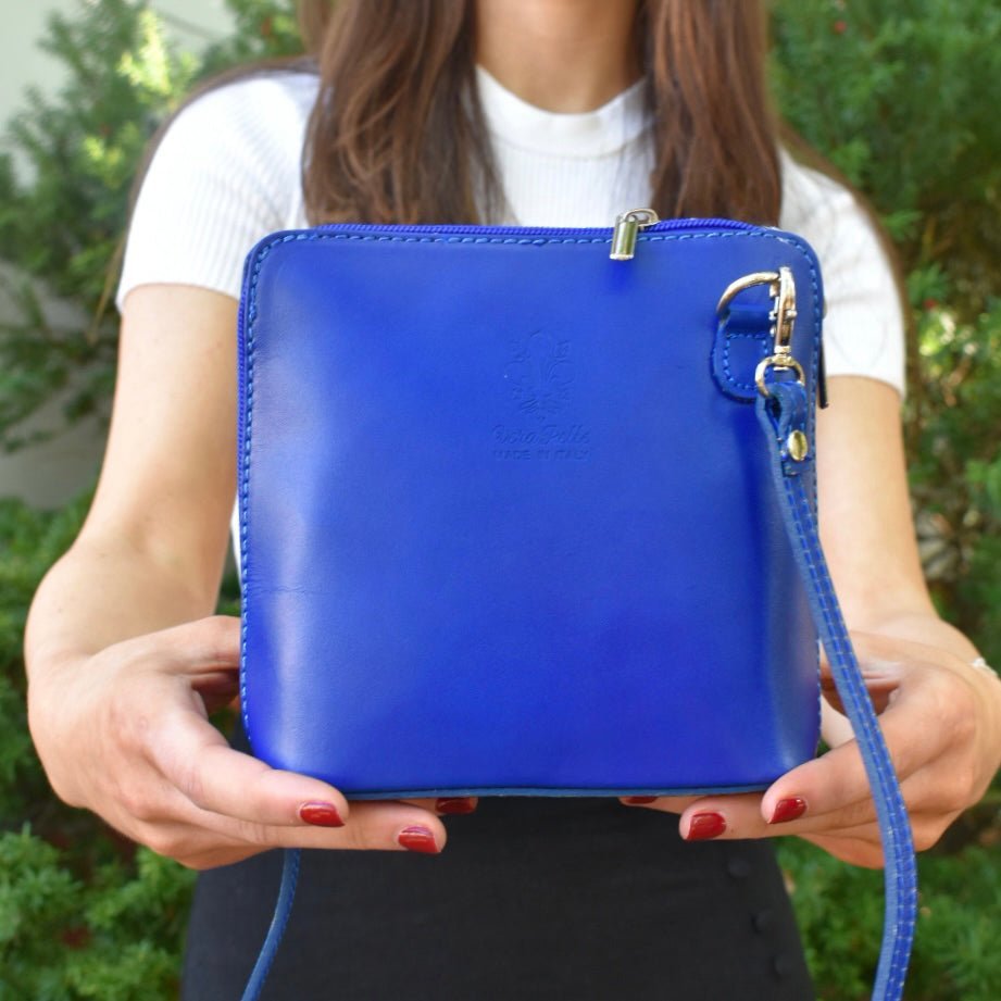 Royal Blue Mini Structure Italian Leather Crossbody Bag – Stefanie