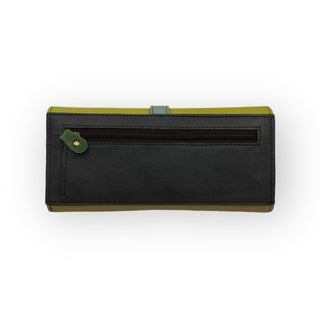 Color Block Recycled Leather Wallet, Avocado