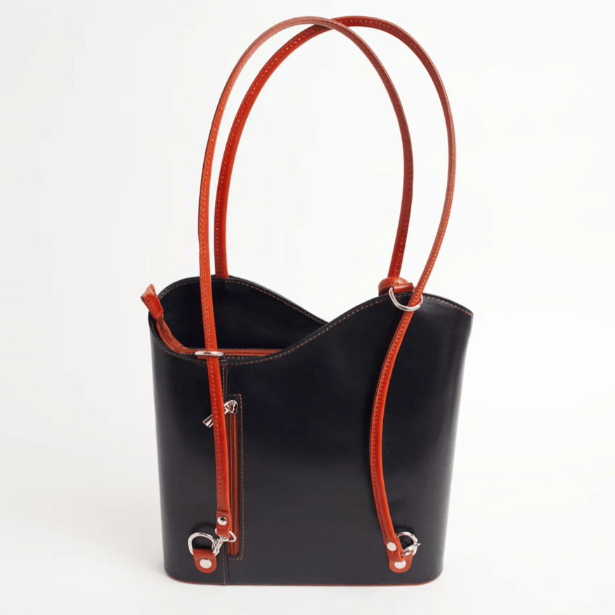 black leather convertible backpack shoulder bag Black Leather Convertible Backpack & Tote Bag, Italian Leather Handbag – Stefanie Wolf Designs