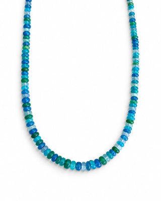 Ethiopian Opal Necklace in Ocean Blues, Graduated Opal Gemstone Strand in Ocean Mix