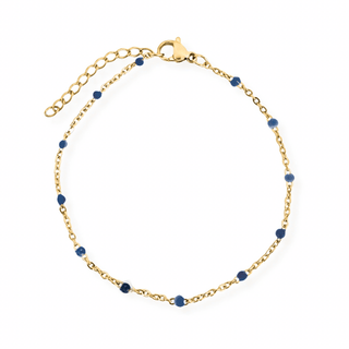 Royal Blue Enamel Dotted Gold Bracelet