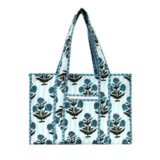 100% Cotton Block Print Quilted Tote Bag