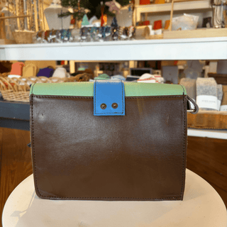 recycled leather mint olive leather crossbody bag back