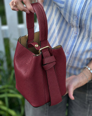 Italian Leather Bucket Bag, Solid Color Collection