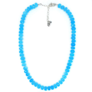 Chalcedony Gemstone Necklace, Faceted Rondelle