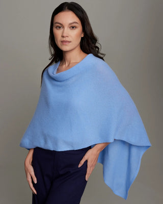 Chapel Hill Blue 100% Cashmere Poncho