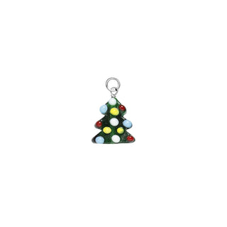 christmas tree glass charm sterling silver
