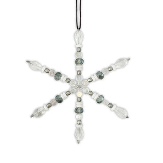 White Handmade Beaded Snowflake Ornament